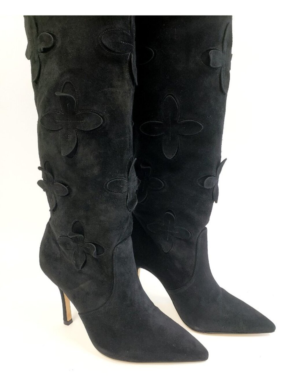 Larroude Julia Women's Suede Tall Knee High Heel Boots Black Size 7.5 - Picture 5 of 6